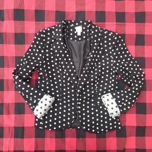 Black and white polka dot blazer